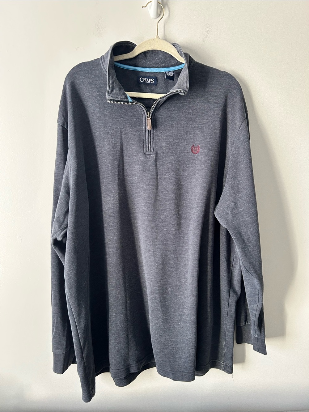 Chaps Men's Quarter-Zip Pullover in Charcoal Gray 3X